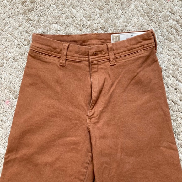 Gap High Rise Wide Leg Full Length Khakis Summer Spice - Picture 3 of 6